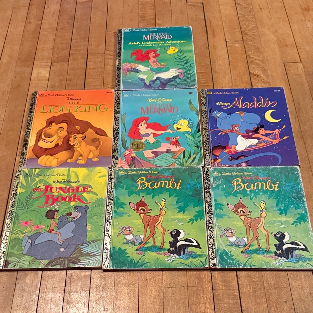 Disney Storybook lot 7, Bambi, Little Mermaid, Aladdin, Jungle Book, Lion King